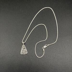 Buddha Sterling Silver Necklace Popcorn Chain